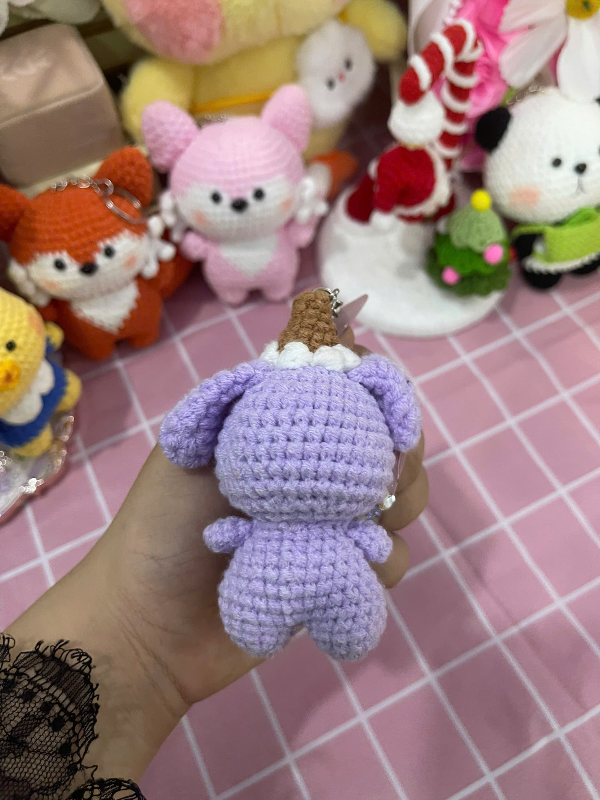 Voi Tím Handmade Voi Tím handmade móc thủ công từ len Milk Cotton cao cấp