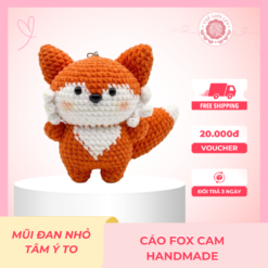 Cáo Fox Cam handmade móc len dễ thương làm từ len Milk Cotton, quà tặng thủ công độc đáo.