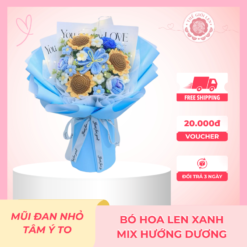 Bó Hoa Len Hướng Dương Mix Daisy handmade móc thủ công từ len Milk Cotton cao cấp