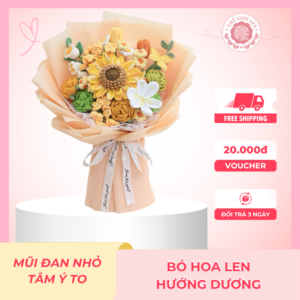 Bó Hoa Len Hướng Dương handmade móc thủ công từ len Milk Cotton cao cấp