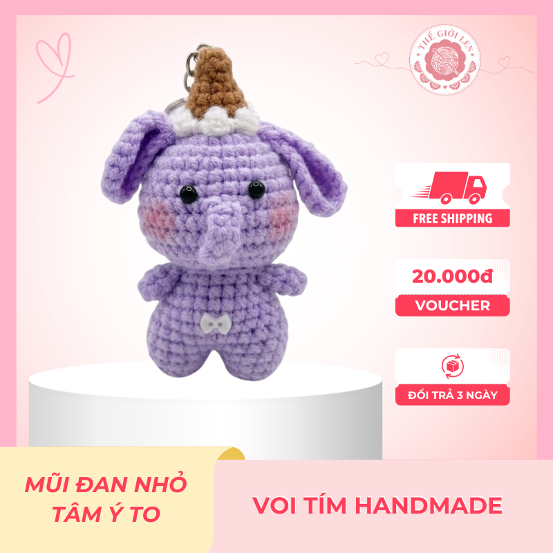 Voi Tím Handmade Voi Tím handmade móc thủ công từ len Milk Cotton cao cấp