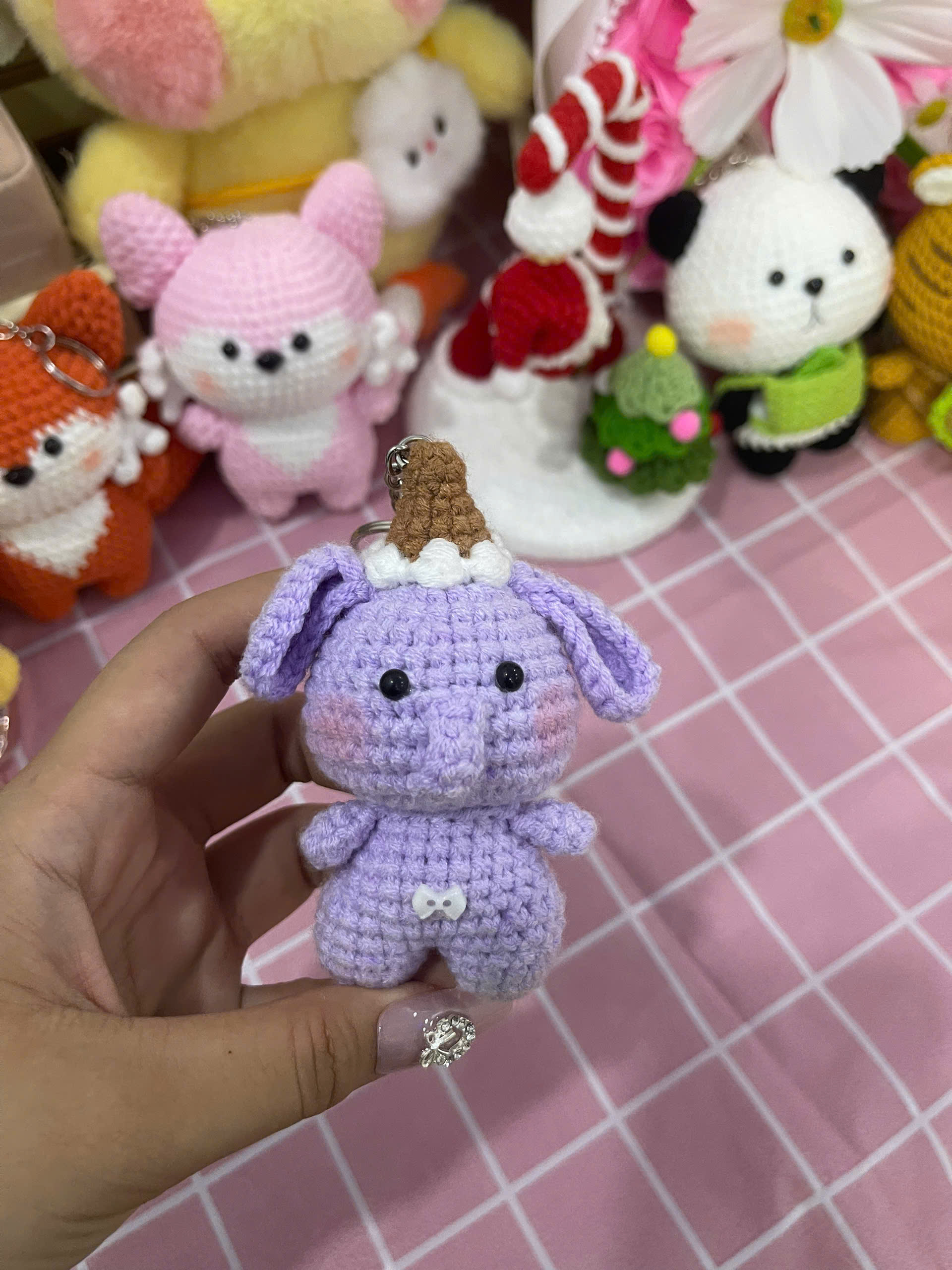 Voi Tím Handmade Voi Tím handmade móc thủ công từ len Milk Cotton cao cấp